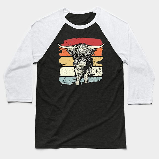 Highland Cow Highland Cows Retro Baseball T-Shirt by Shiva121